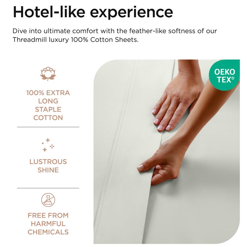 Threadmill Luxury 800 Thread Count King 100% Cotton Sheets - Light Grey Sateen Weave Bed-Sheets, Better Than Egyptian Cotton, 4 Pc Solid Soft Bed Set, Fits 16" Deep Pocket - Image 3